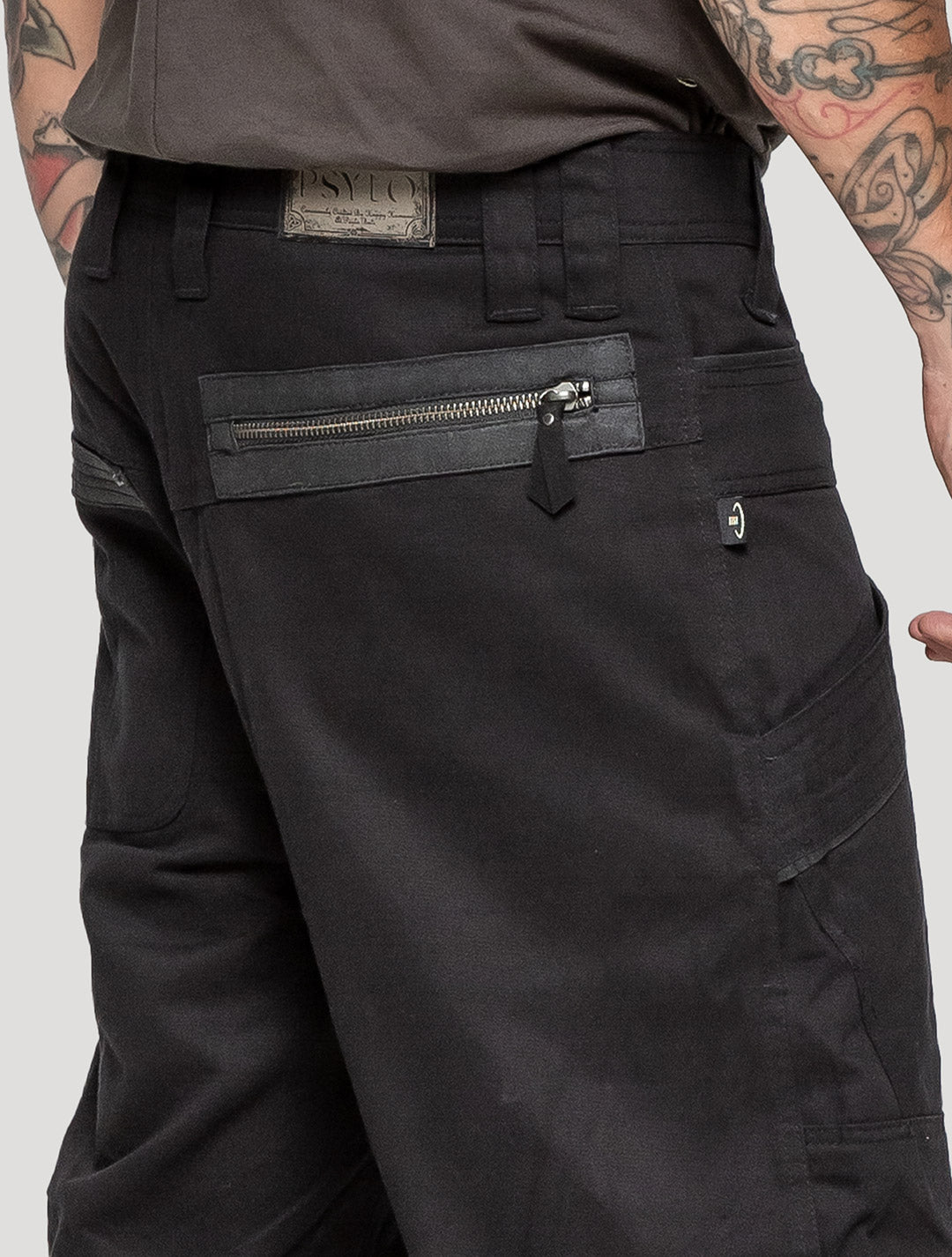 "Ornament Rmx" Black Cargo Pants - Psylo Fashion