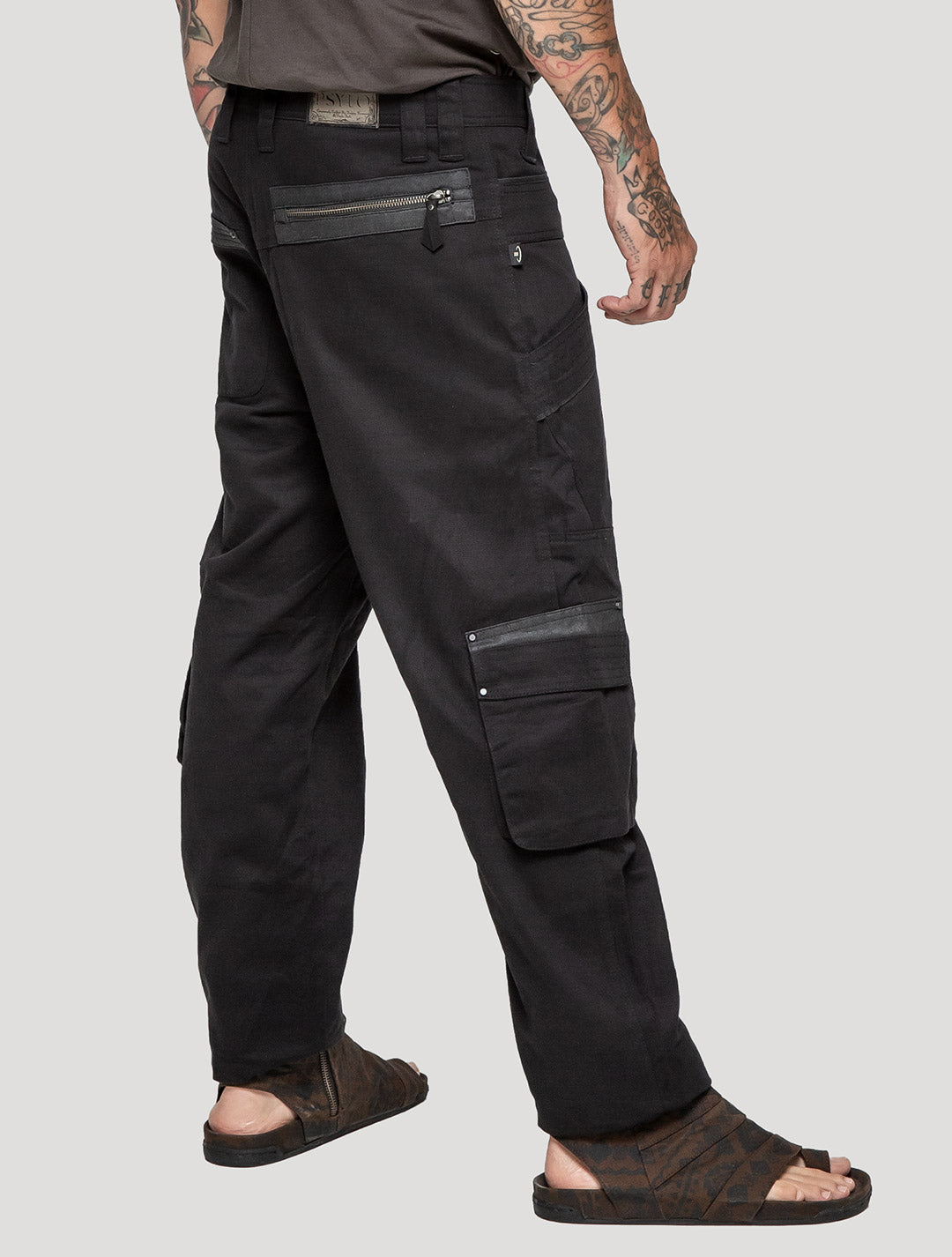 "Ornament Rmx" Black Cargo Pants - Psylo Fashion