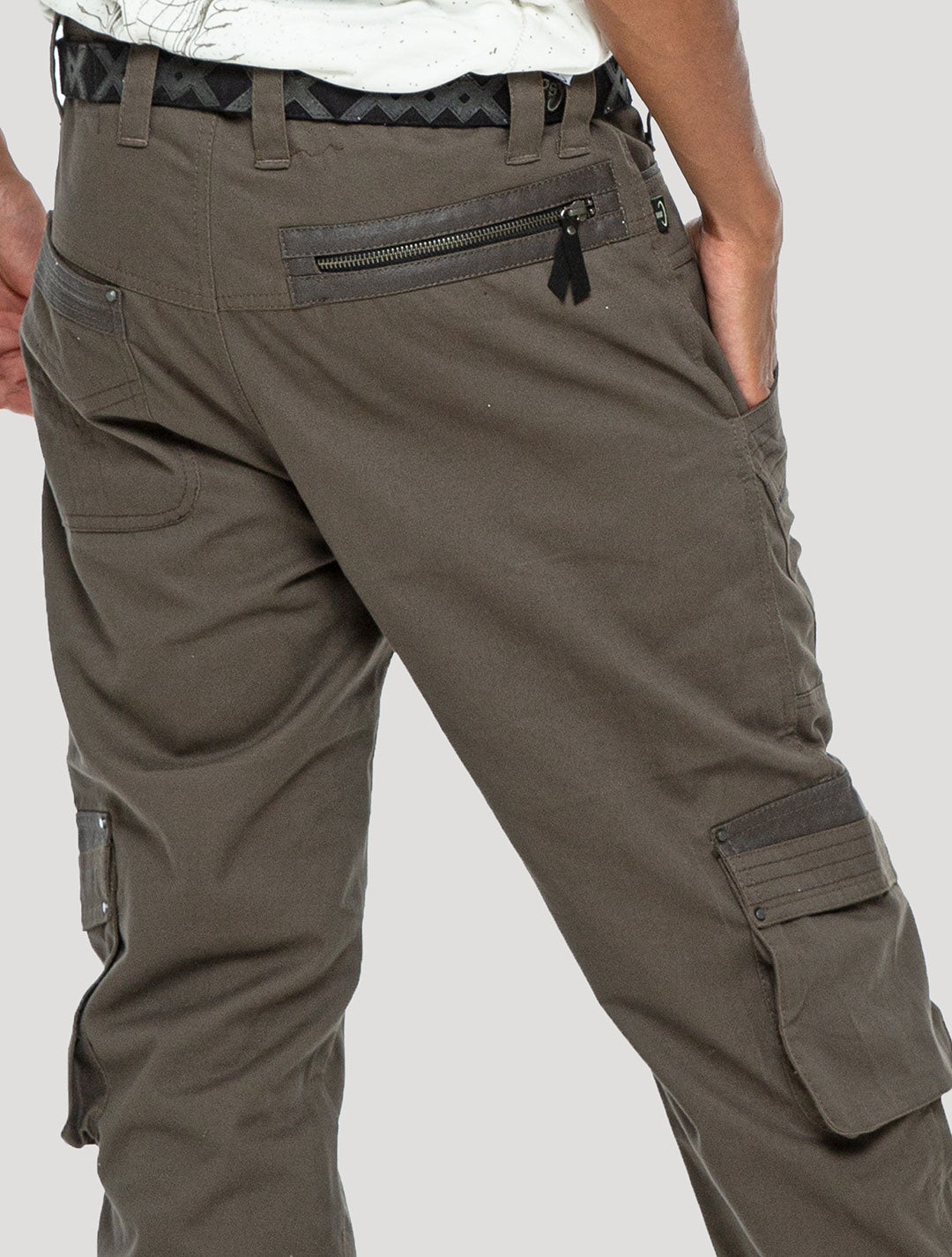 Olive green Ornament Rmx Cargo Pants - Psylo Fashion