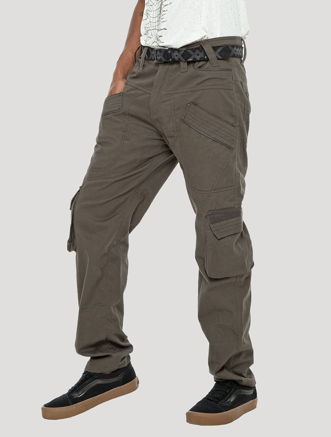 Olive green Ornament Rmx Cargo Pants - Psylo Fashion