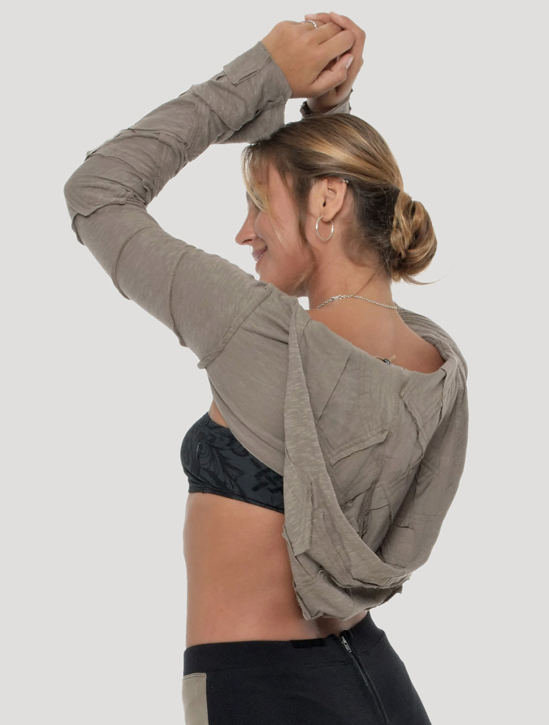 Pecoa Sleeves Rmx Hooded Shrug - Psylo Fashion