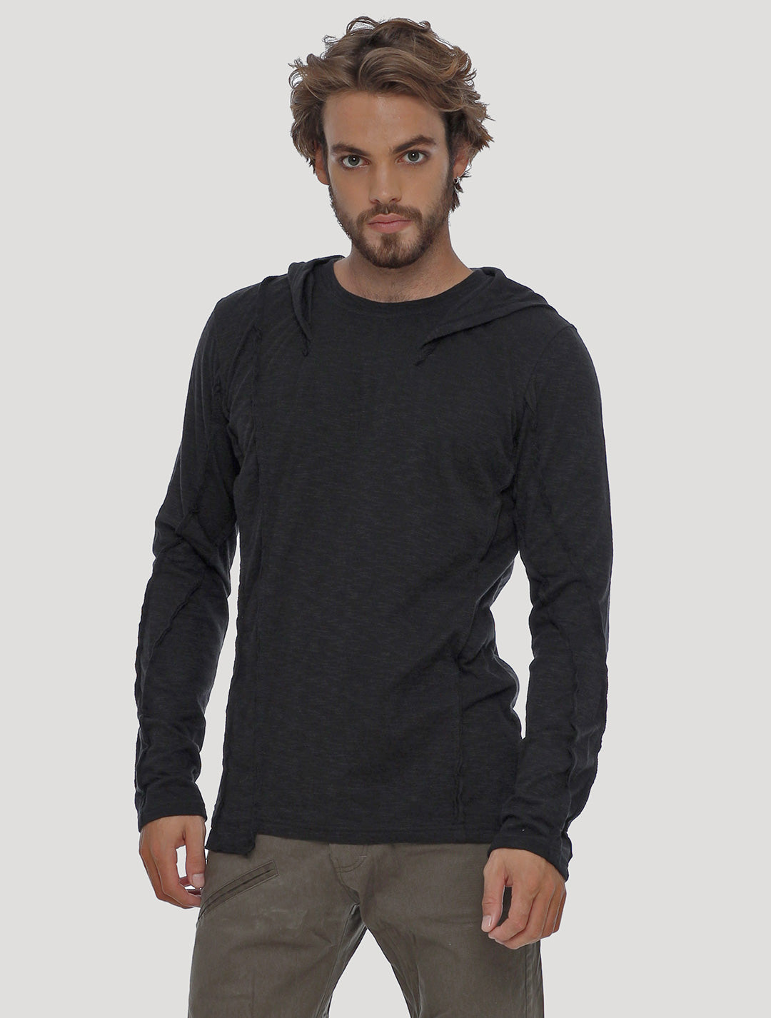 Black Slit Hoodie Jumper - Psylo Fashion