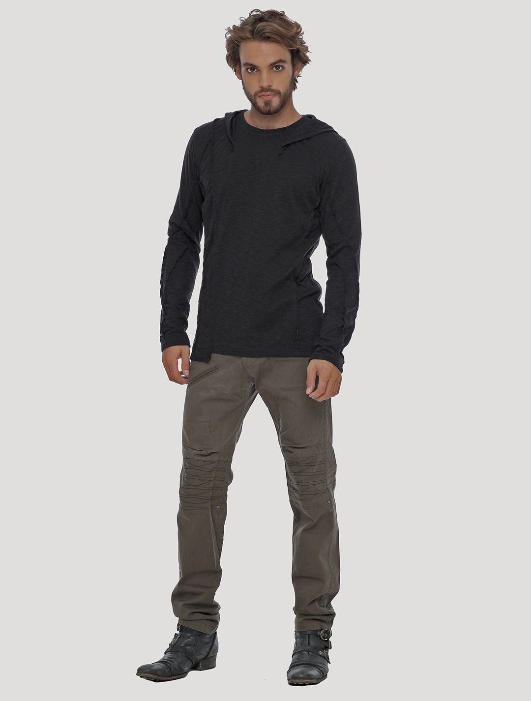 Black Slit Hoodie Jumper - Psylo Fashion