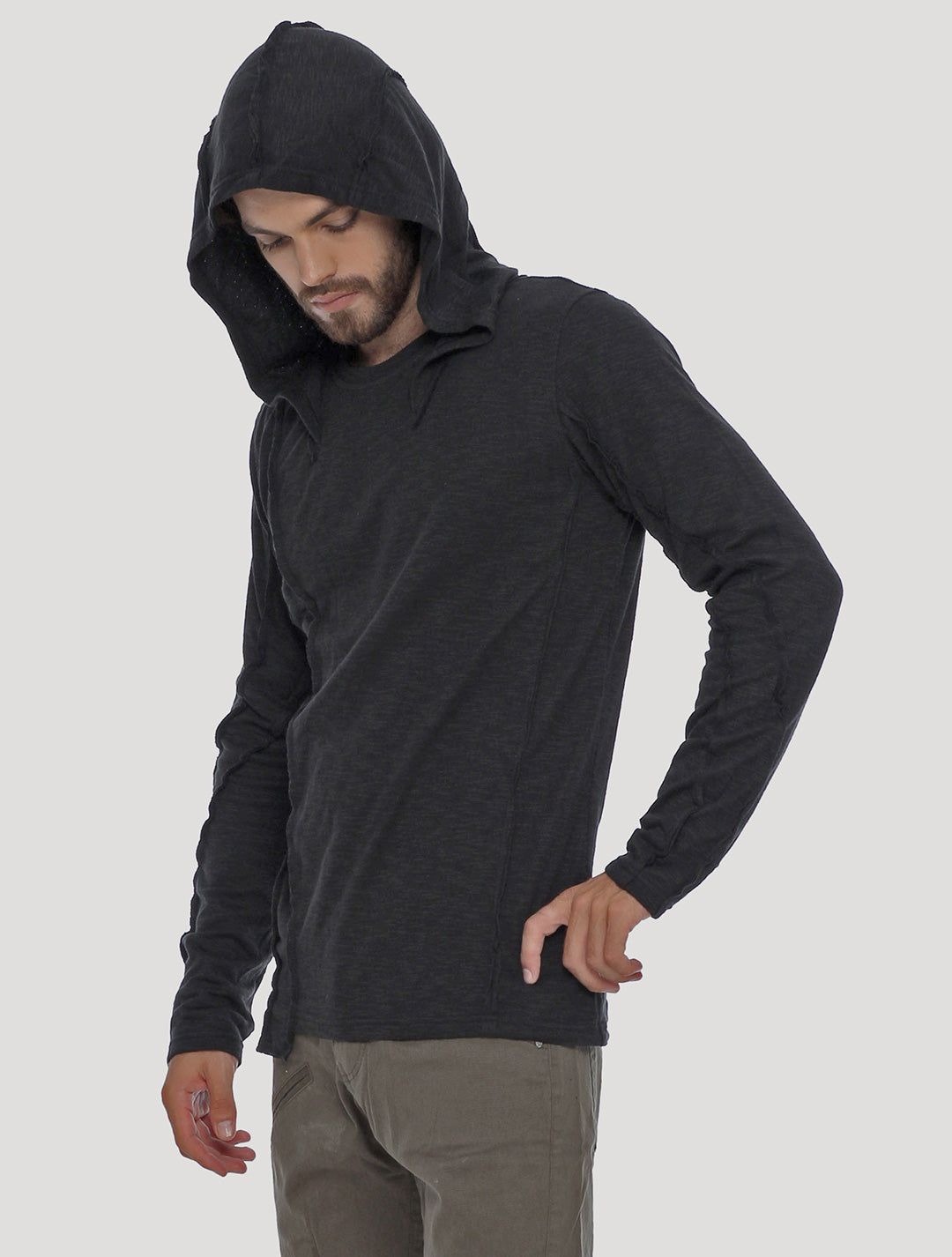 Black Slit Hoodie Jumper - Psylo Fashion