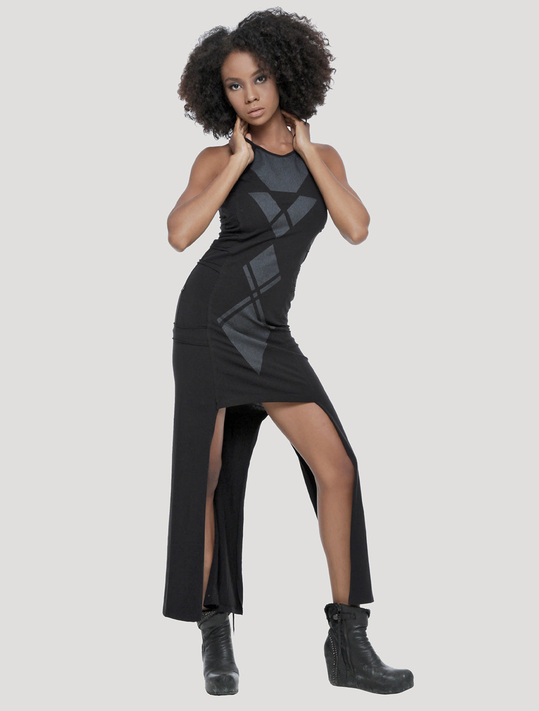Stellar Rmx Slashed Long Dress - Psylo Fashion