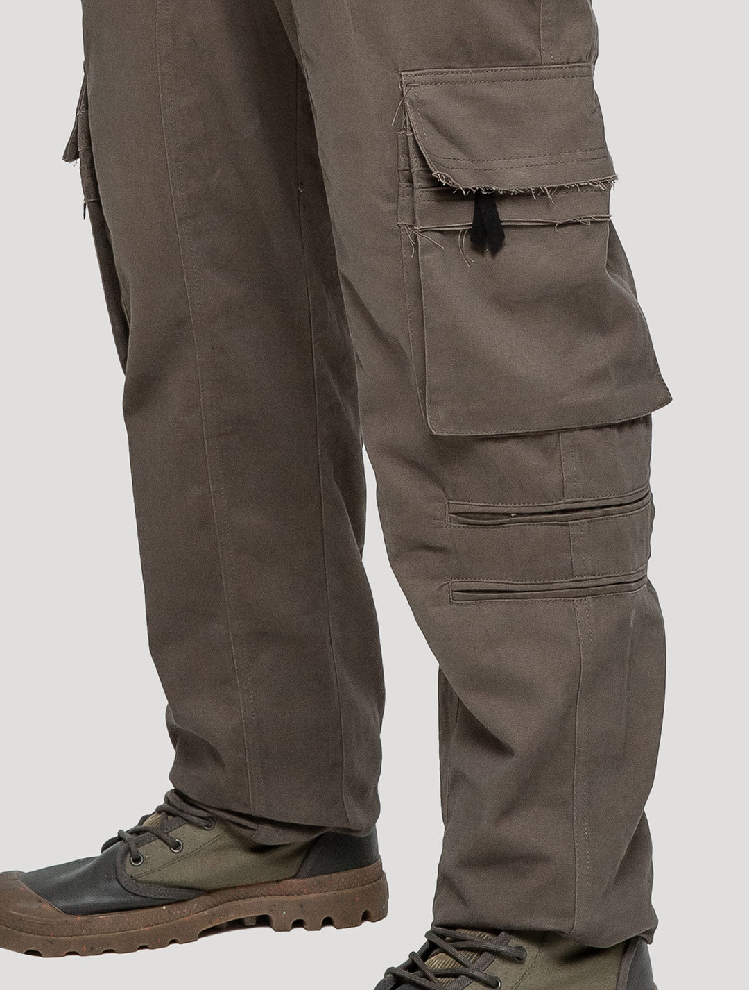 Olive green "Stripy Rmx" Cotton Cargo Pants - Psylo Fashion