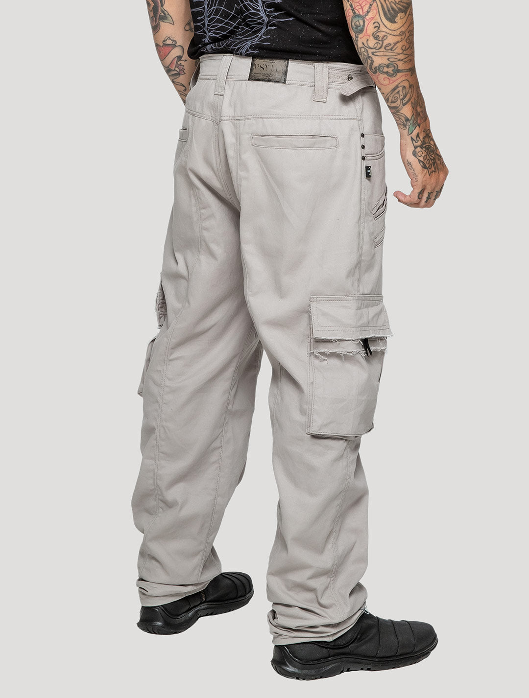 "Stripy Rmx" Cotton Cargo Pants - Psylo Fashion