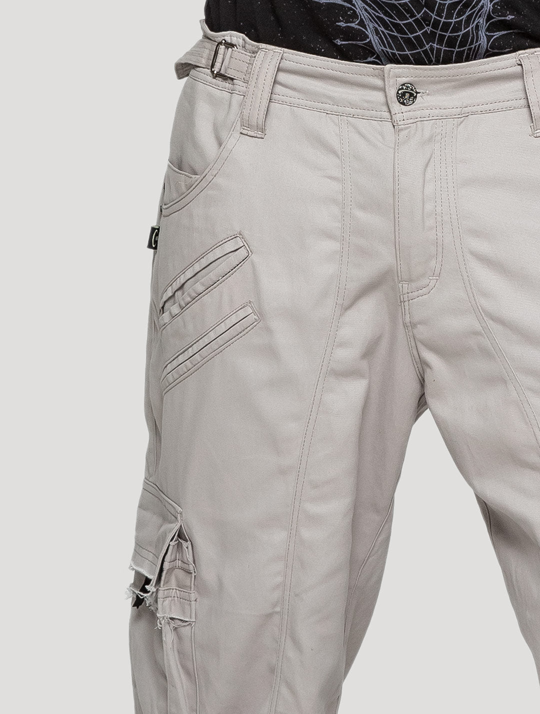 "Stripy Rmx" Cotton Cargo Pants - Psylo Fashion