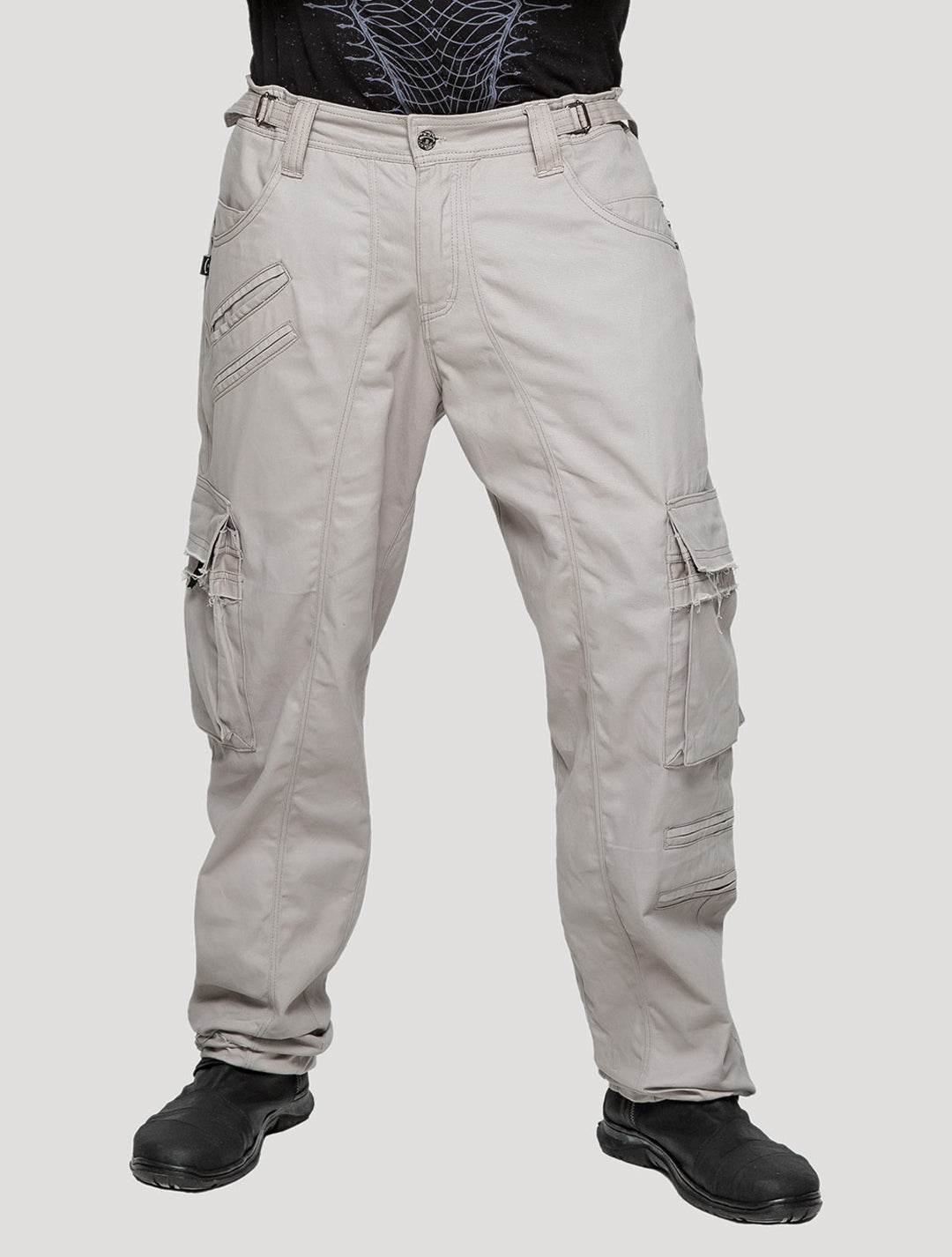 "Stripy Rmx" Cotton Cargo Pants - Psylo Fashion