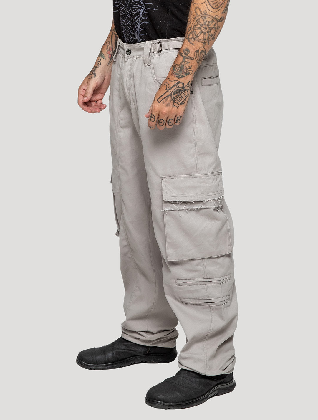 "Stripy Rmx" Cotton Cargo Pants - Psylo Fashion