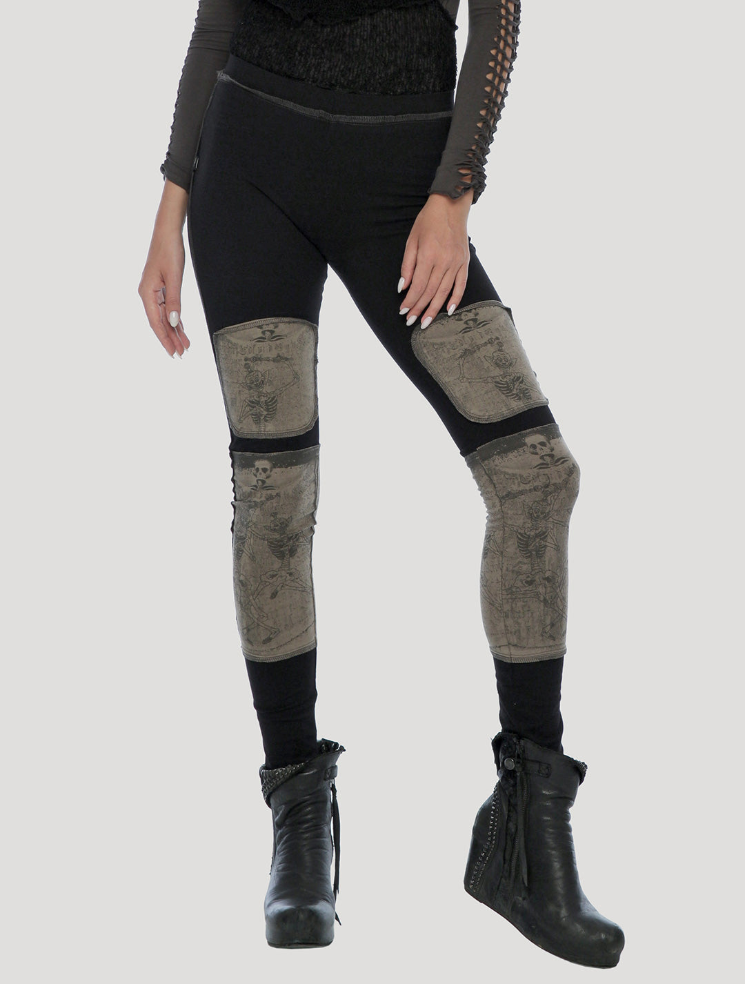 Tibetan Skulls Long Leggings - Psylo Fashion