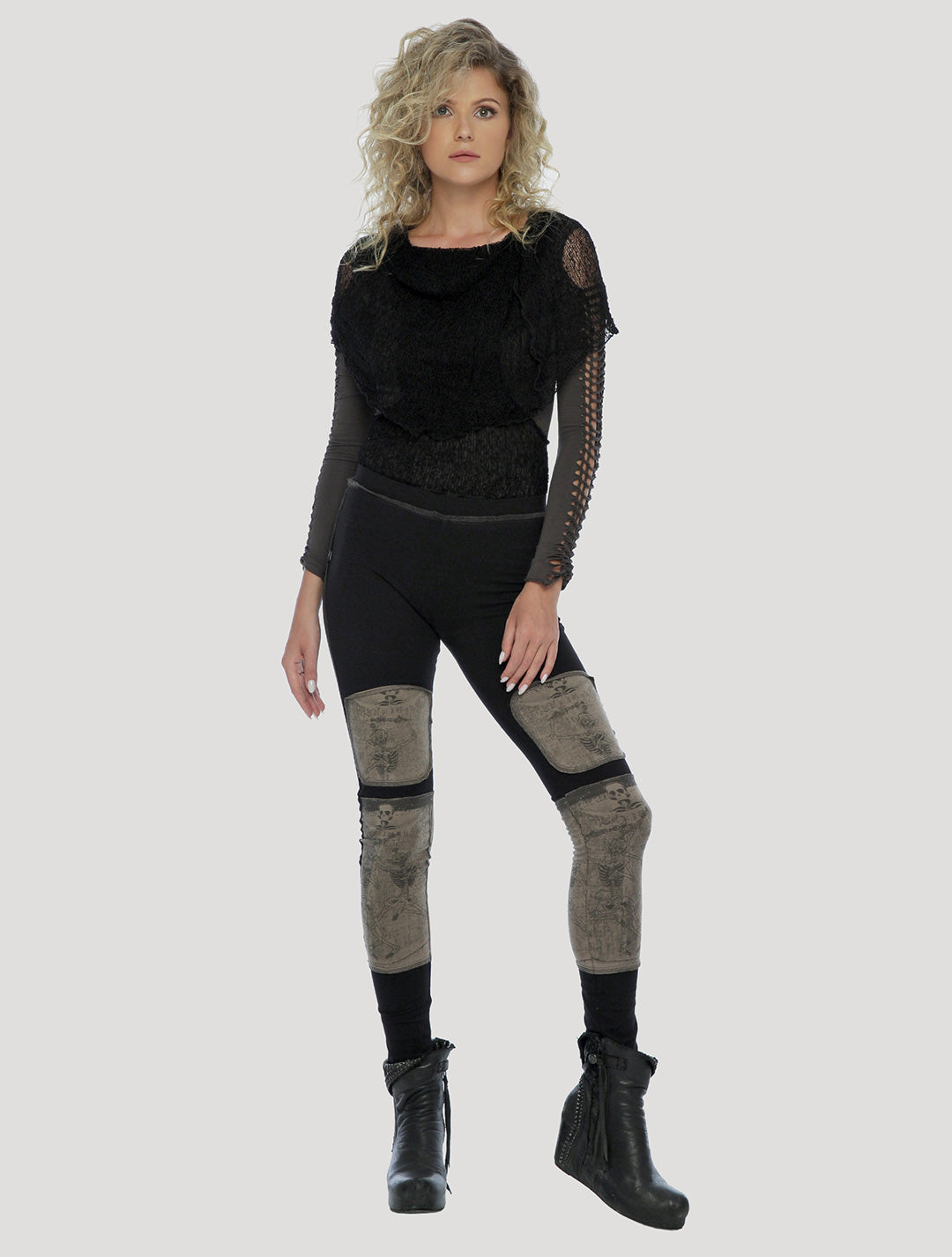 Tibetan Skulls Long Leggings - Psylo Fashion