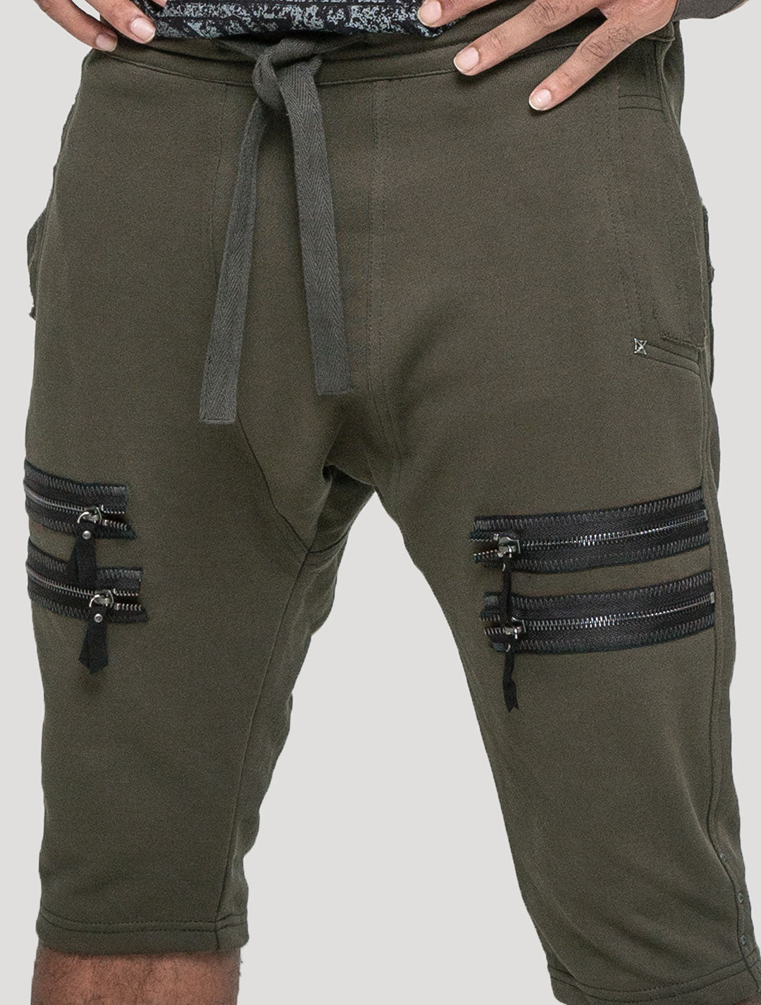 Olive green Tramp RMX Shorts - Psylo Fashion