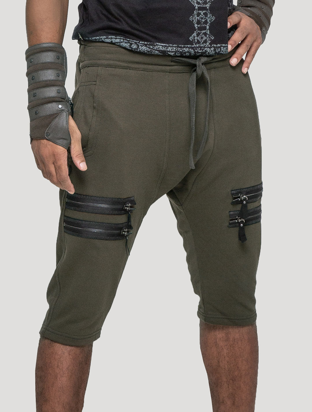 Olive green Tramp RMX Shorts - Psylo Fashion