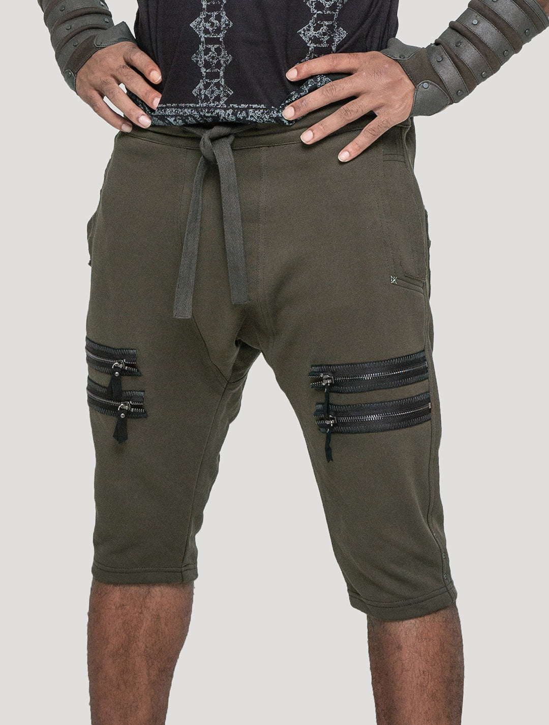 Olive green Tramp RMX Shorts - Psylo Fashion