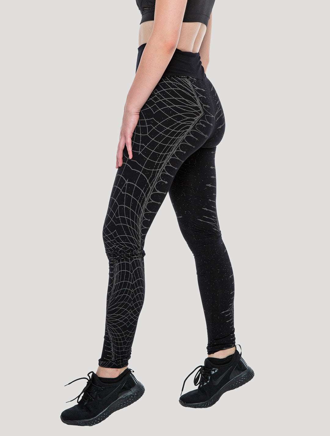 Black Vortex High-Waist Leggings by Psylo Fashion