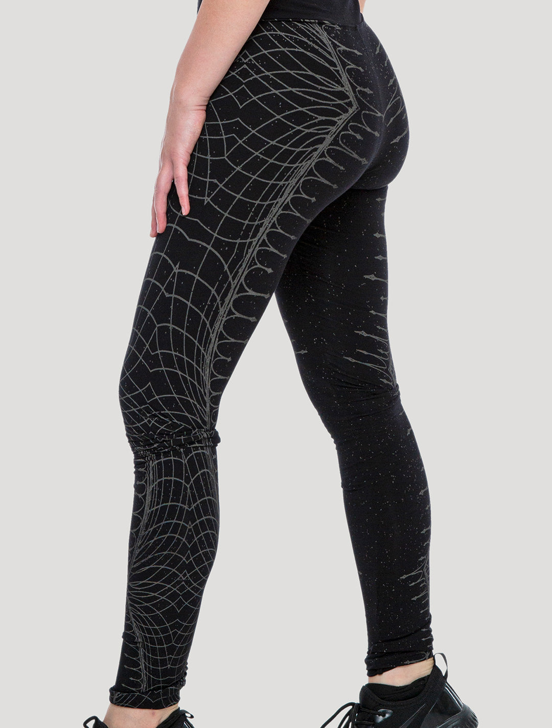 Black Vortex High-Waist Leggings by Psylo Fashion