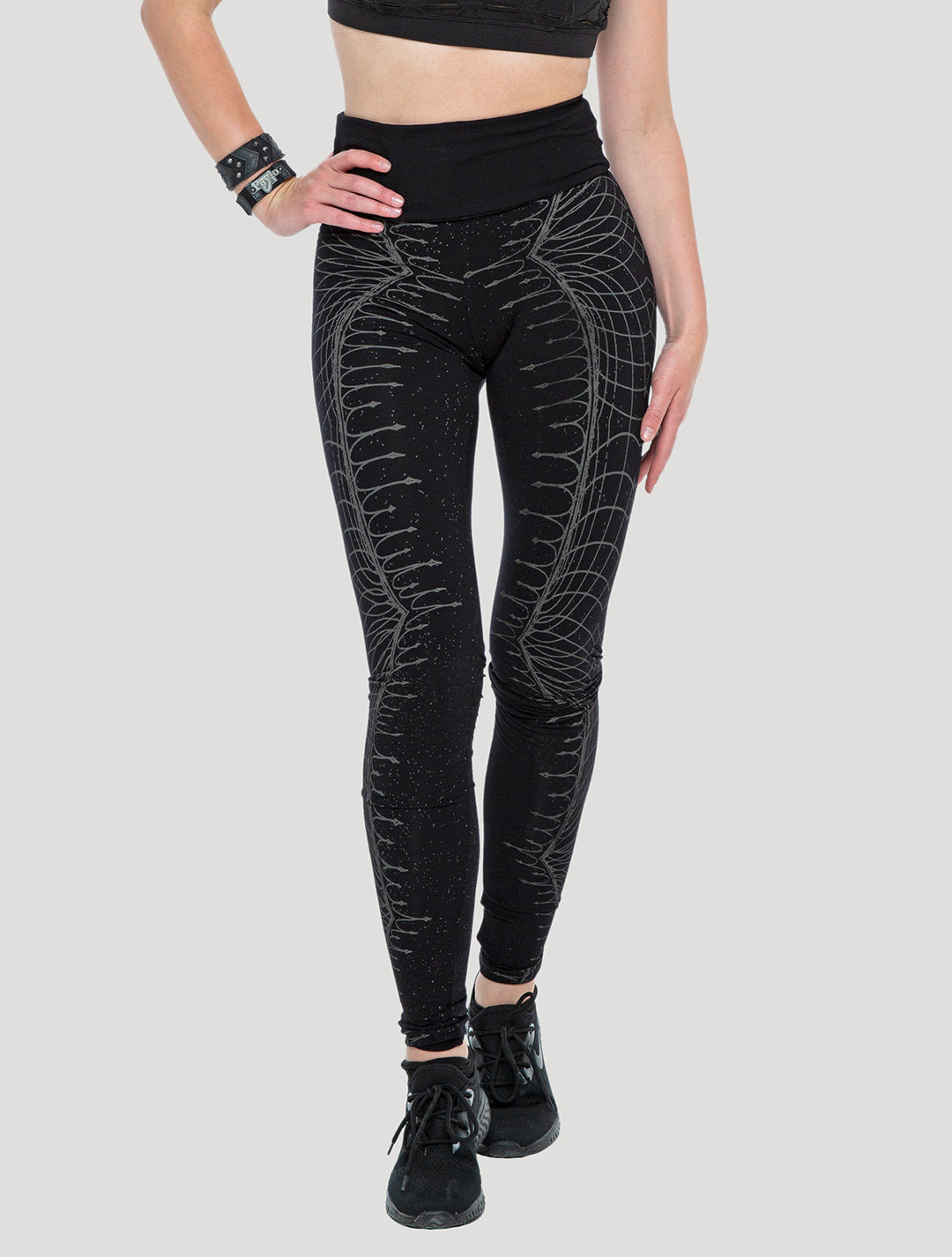 Black Vortex High-Waist Leggings by Psylo Fashion