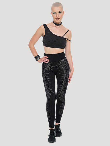 Black Vortex High-Waist Leggings by Psylo Fashion