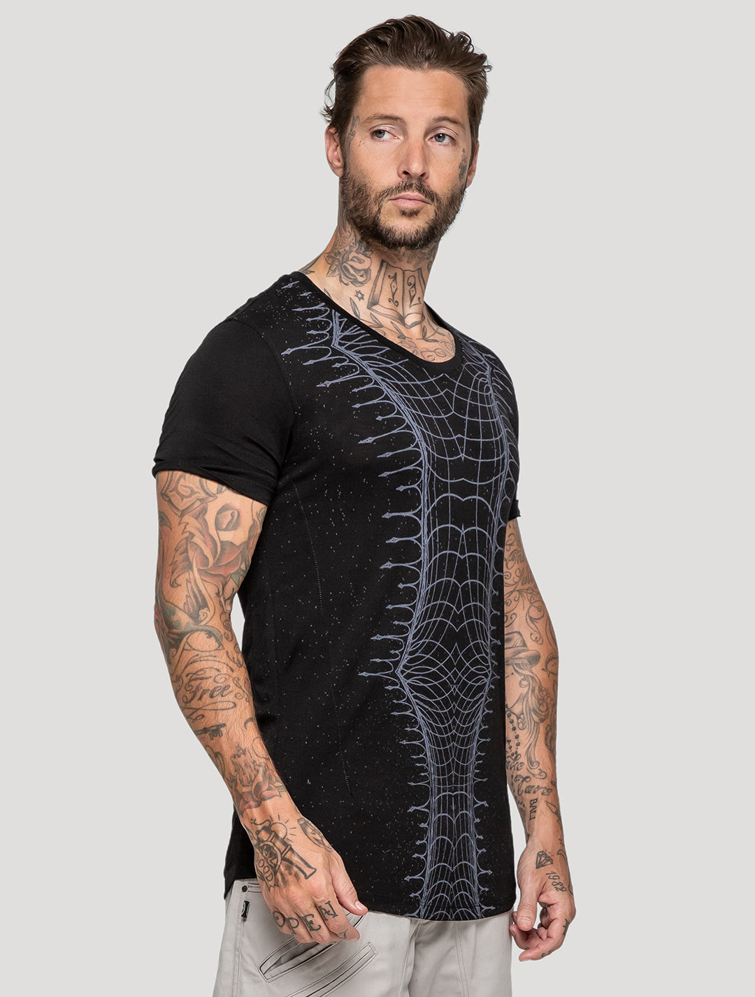 Black 'Vortex' 100% Bamboo Printed T-shirt by Psylo Fashion