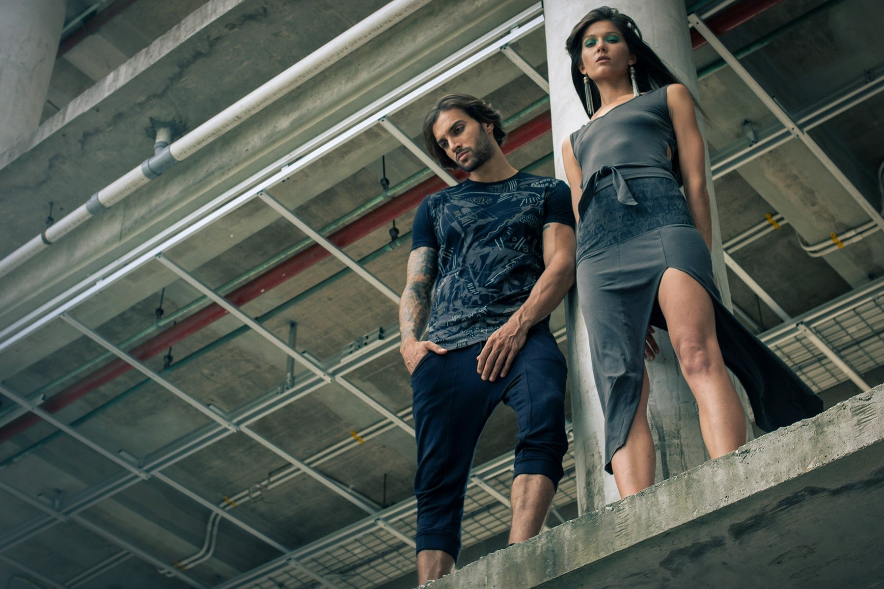 A man and a woman wearing Psylo Fashion ethical alternative clothing 