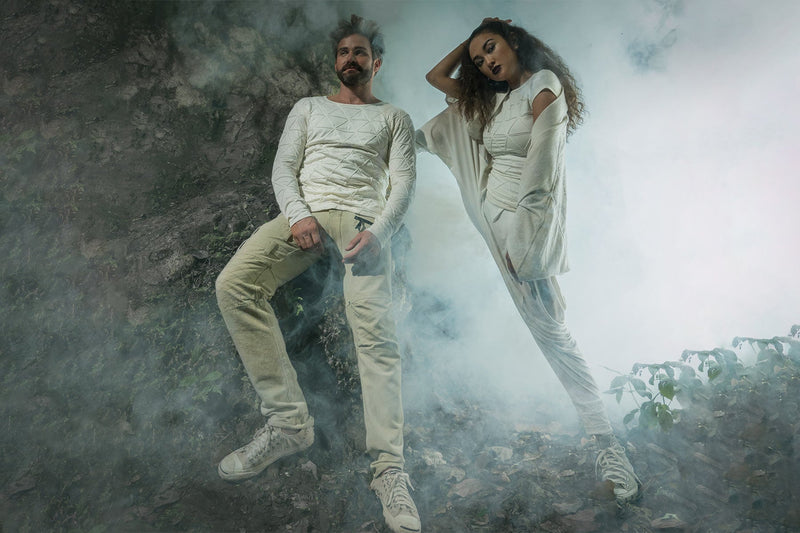 woman and man wearing the zentangle line - ethical streetwear by Psylo Fashion