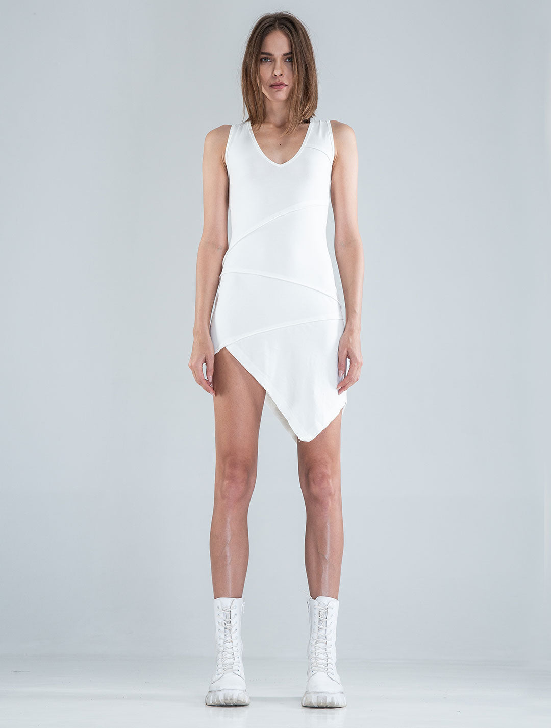 Acacia Sleeveless Mini Asymmetric Dress - Psylo Fashion