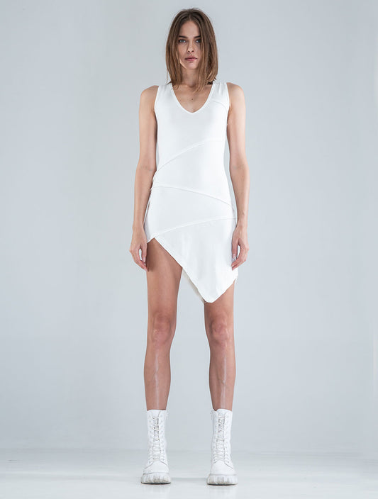 Acacia Sleeveless Mini Asymmetric Dress - Psylo Fashion