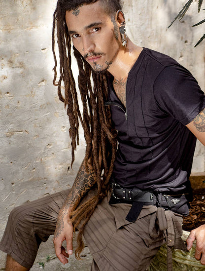 Black Deala Short Sleeves Tee - Psylo Fashion Alternative clothing