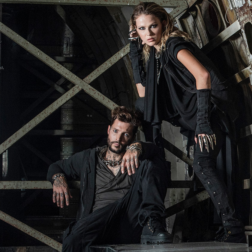 Dark style sustainable clothing by Psylo Fashion punk gothic-inspired ethical streetwear