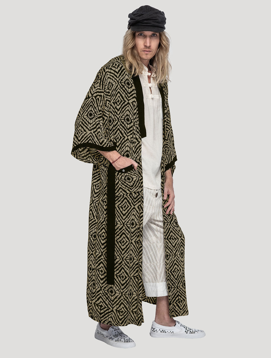 Olive/Lombok 'Kinship' Long Kimono - Psylo Fashion