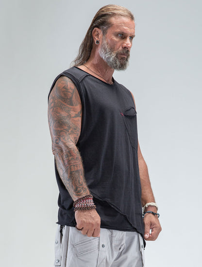 Falcon Asymmetric Sleeveless Tee - Psylo Fashion