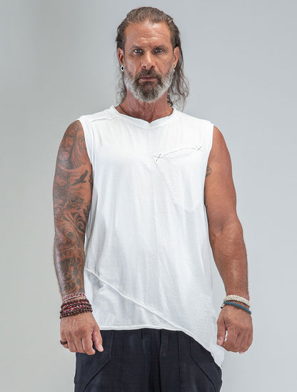 Falcon Asymmetric Sleeveless Tee - Psylo Fashion