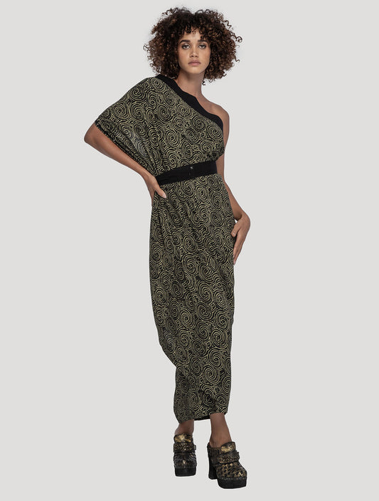 Olive-Komodo 'Heritage' Long Wrap Skirt - Psylo Fashion