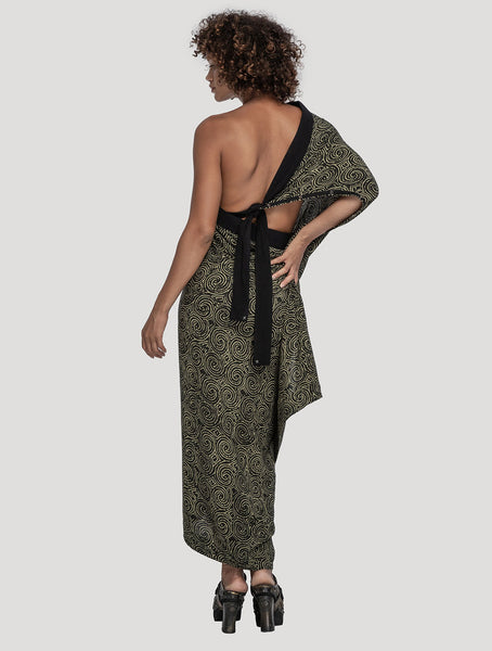 Olive-Komodo 'Heritage' Long Wrap Skirt - Psylo Fashion