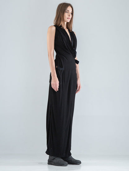 Black 'Sorcerer' Hooded Maxi Dress - Psylo Fashion