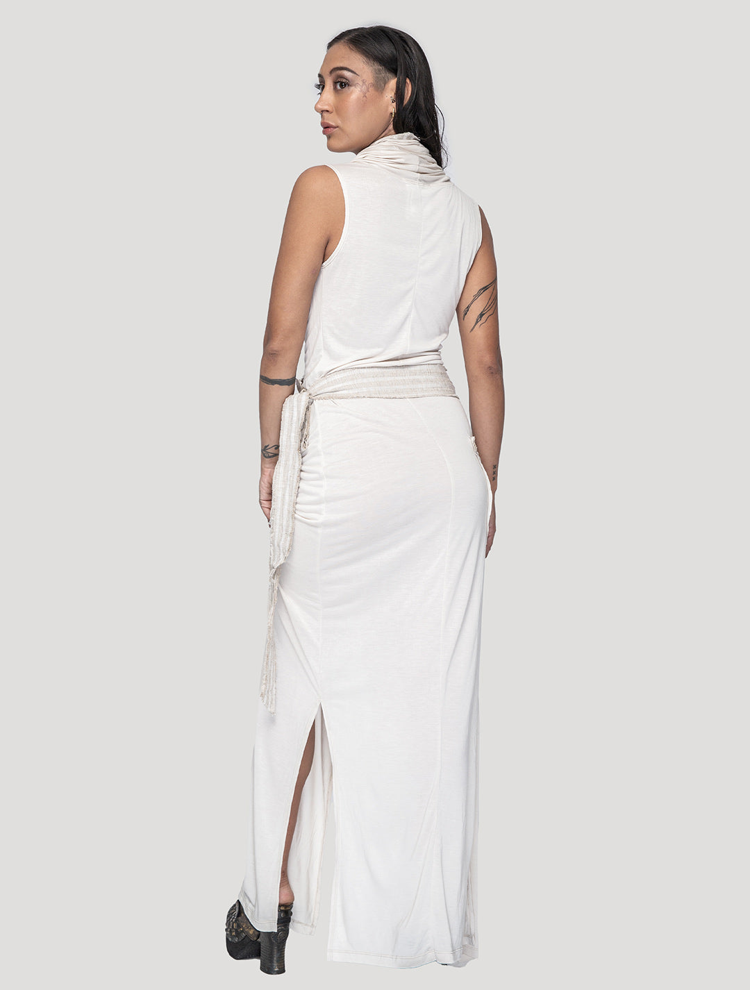 White 'Sorcerer' Hooded Maxi Dress - Psylo Fashion