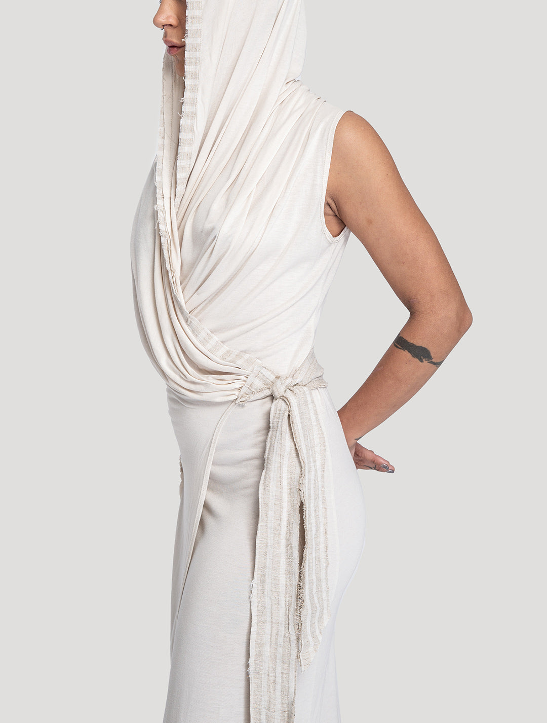 White 'Sorcerer' Hooded Maxi Dress - Psylo Fashion