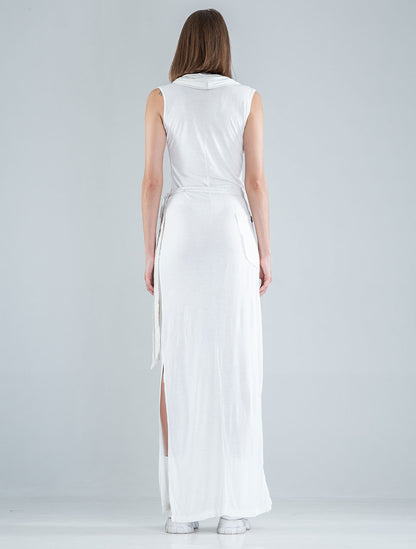 White 'Sorcerer' Hooded Maxi Dress - Psylo Fashion
