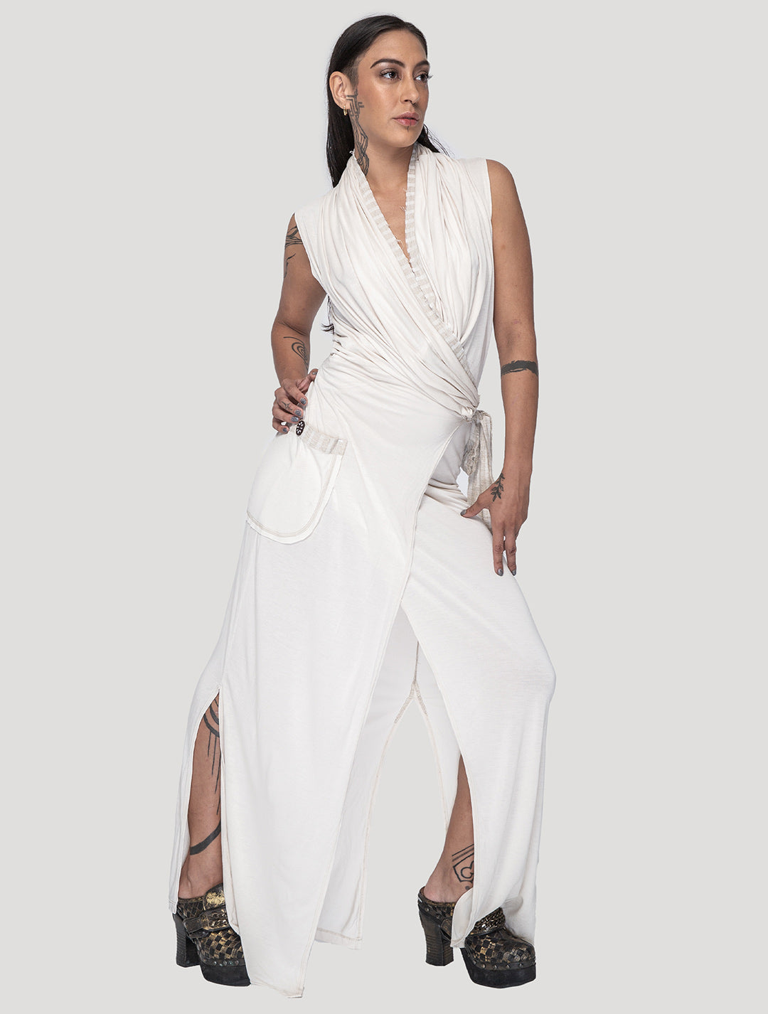 White 'Sorcerer' Hooded Maxi Dress - Psylo Fashion