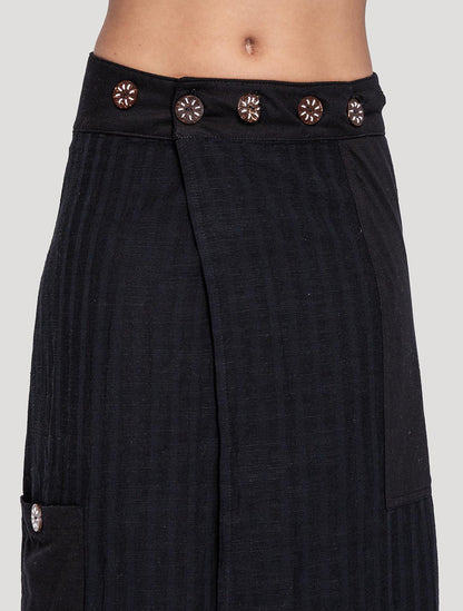 Black 'Hera' Asymmetrical Wrap Skirt - Psylo Fashion