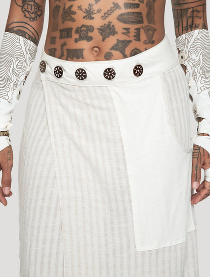 Natural 'Hera' Asymmetrical Wrap Skirt - Psylo Fashion