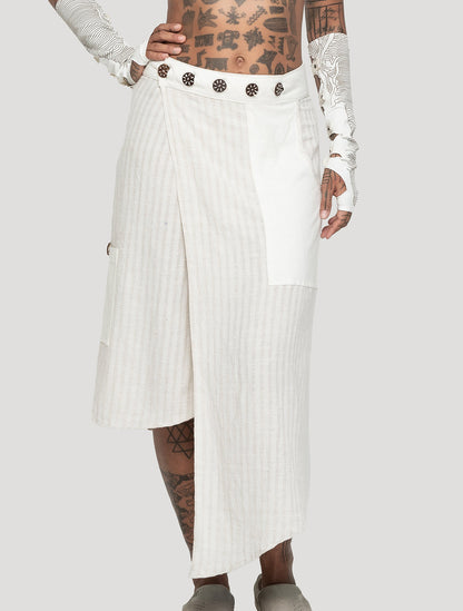 Natural 'Hera' Asymmetrical Wrap Skirt - Psylo Fashion