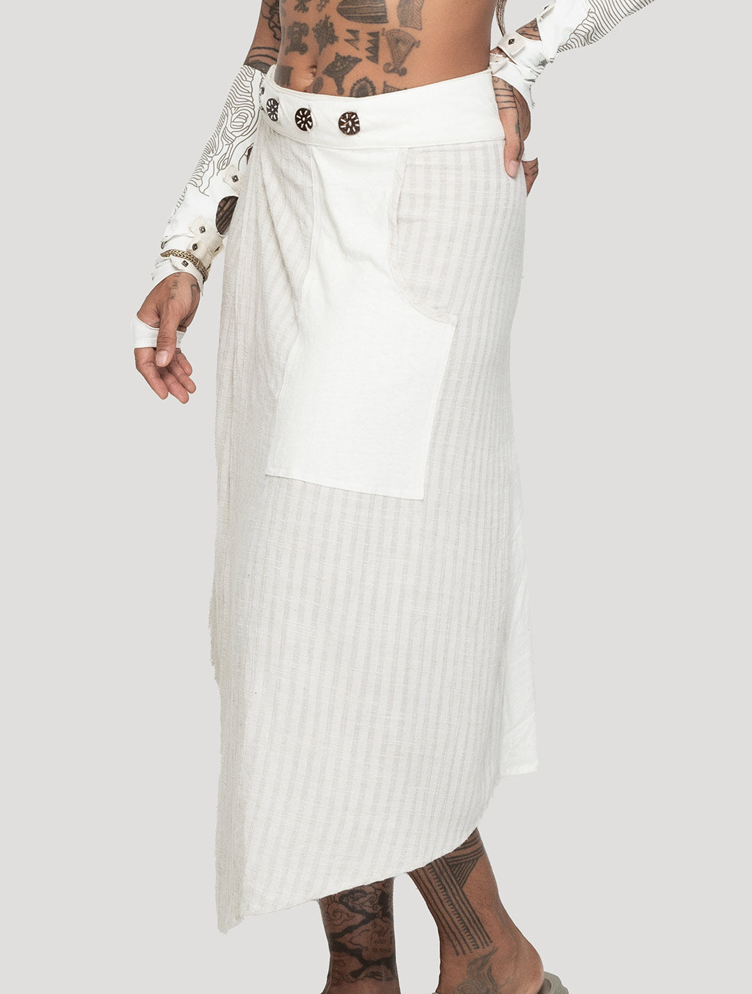 Natural 'Hera' Asymmetrical Wrap Skirt - Psylo Fashion