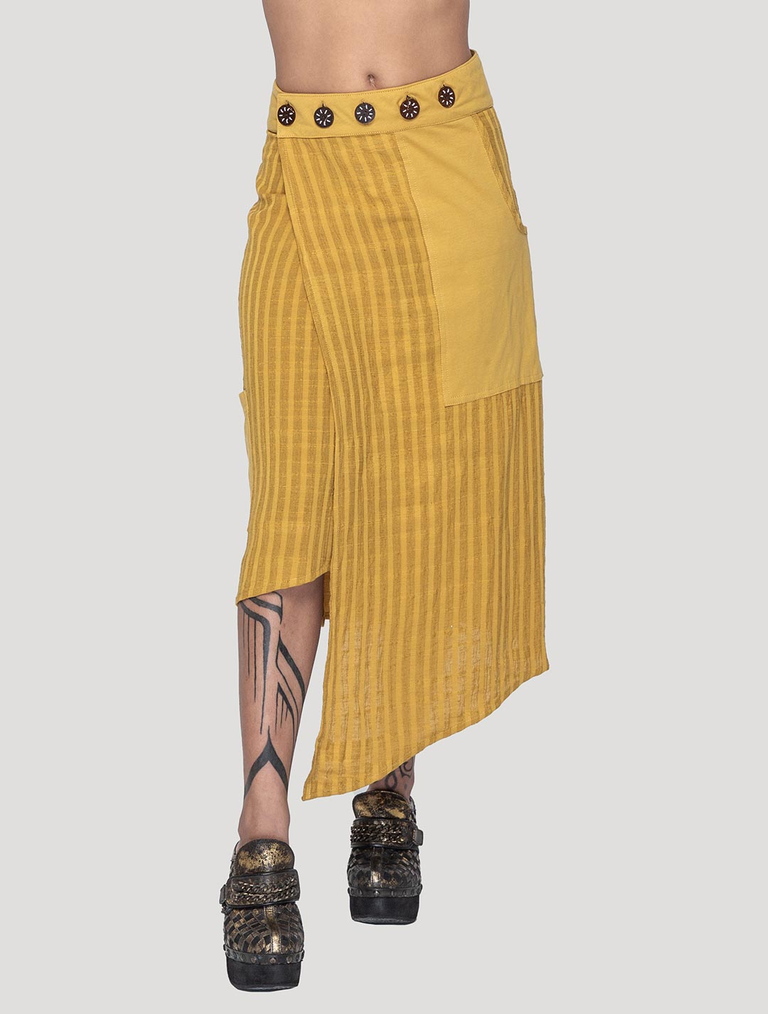 Saffron 'Hera' Asymmetrical Wrap Skirt - Psylo Fashion