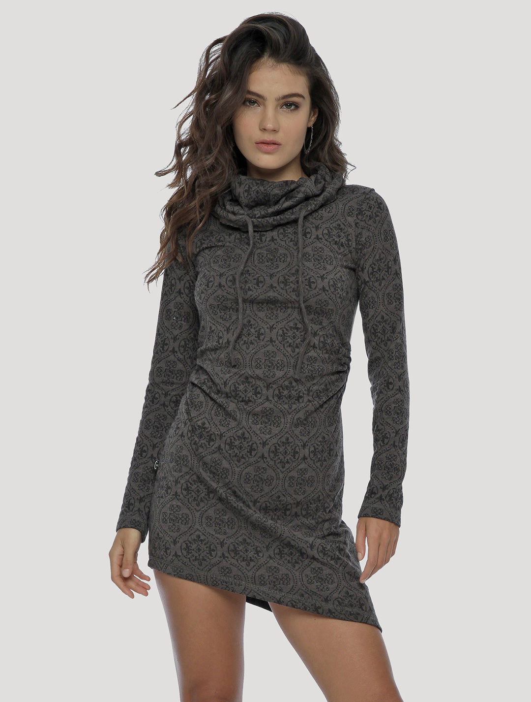 Charcoal Livia Long Sleeves Turtleneck Dress - Psylo Fashion