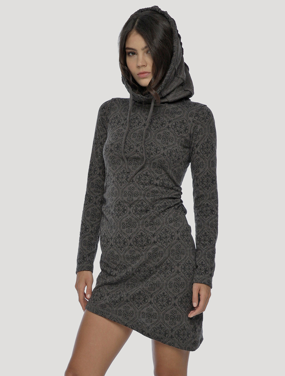 Charcoal Grey Livia Long Sleeves Turtleneck Dress - Psylo Fashion