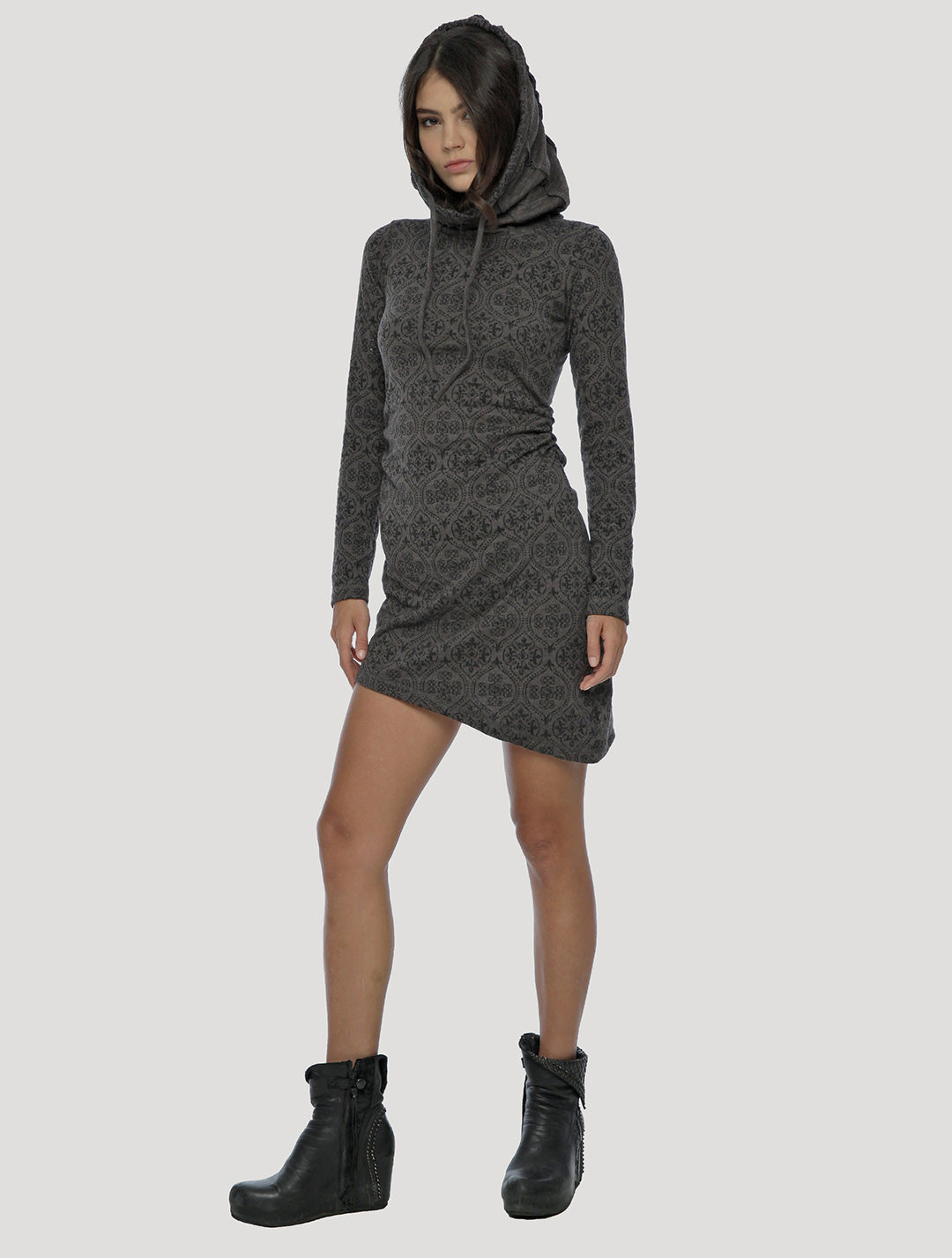 Charcoal Livia Long Sleeves Turtleneck Dress - Psylo Fashion