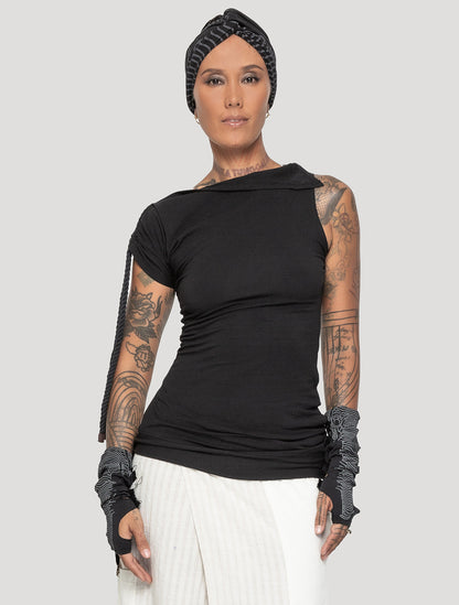 Black Medusa Tie Top - Psylo Fashion