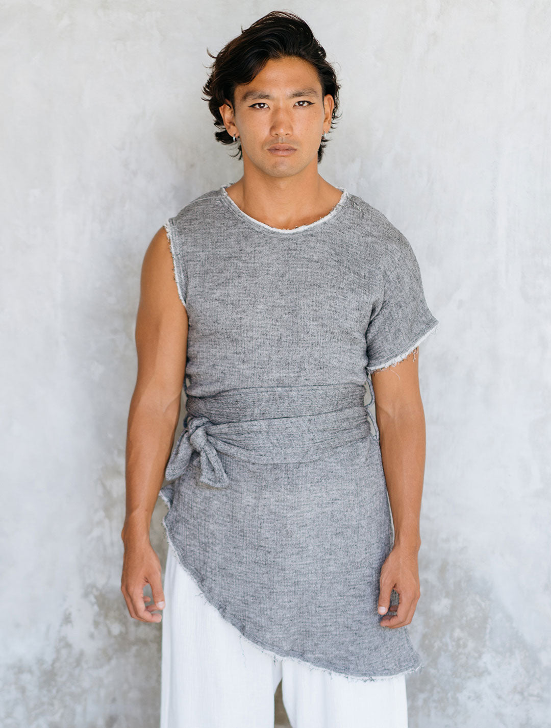 Loose Linen Tank Top VIENNA-2 in V-neck -  Hong Kong